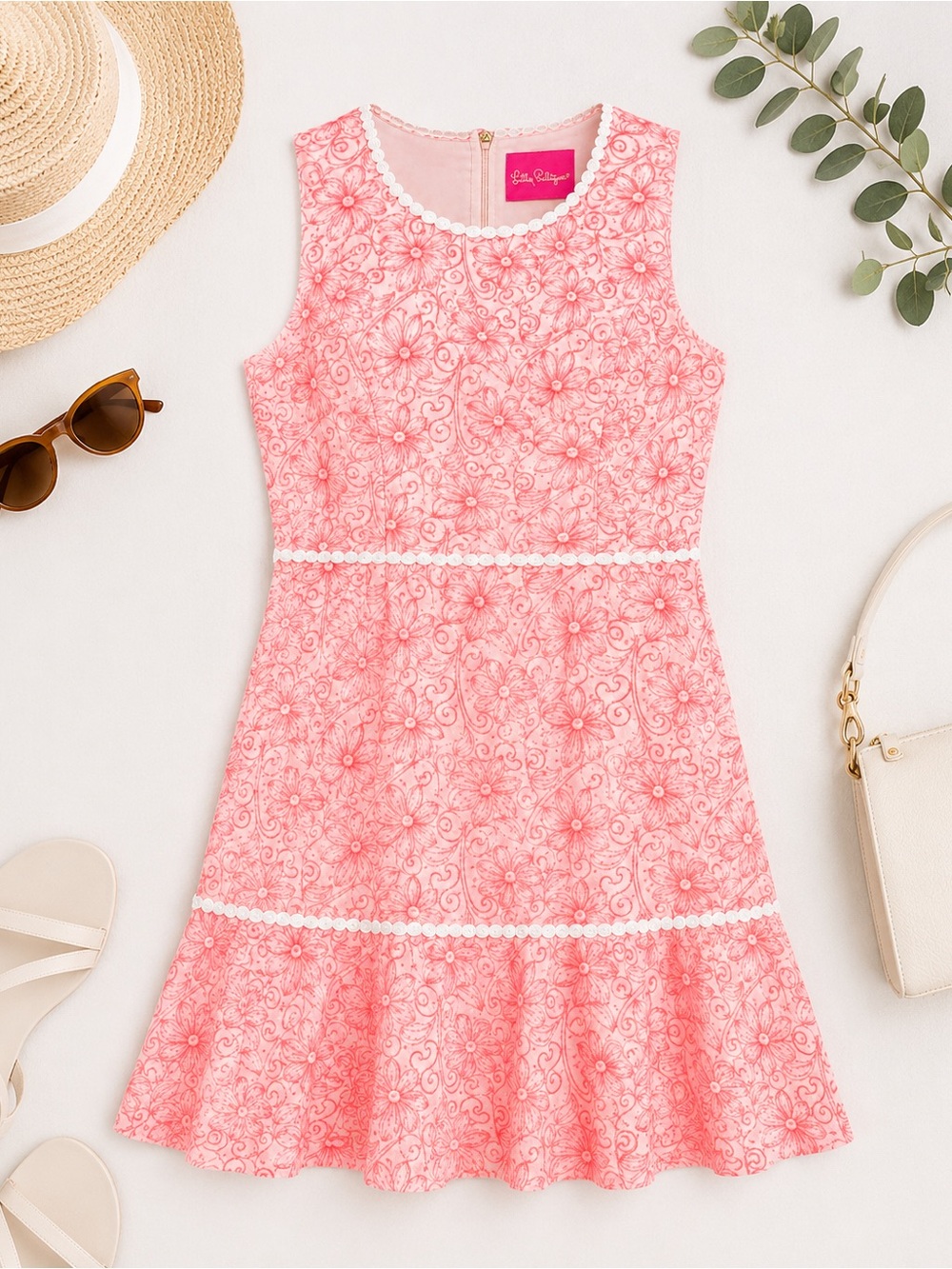Lilly Pulitzer Ellen Dress in Cantaloupe Embroidered Laser Cut Dot Fit & Flare